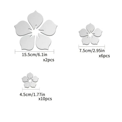 3D Flowers Mirror Sticker, DIY Acrylic Wall Decor