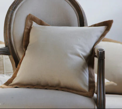 Linen Trimmed Elegant Sofa Cushion Cover Set