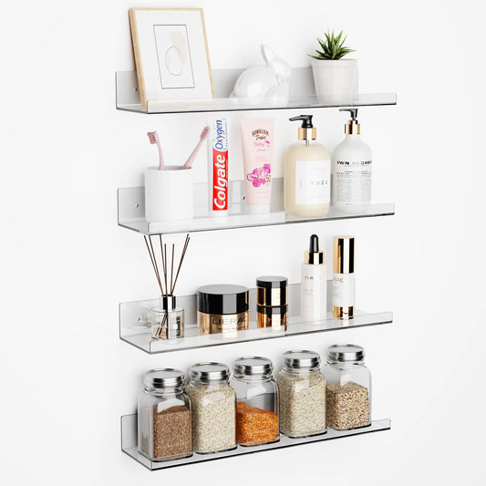 Set of 4 Acrylic Shelves for Wall 15"