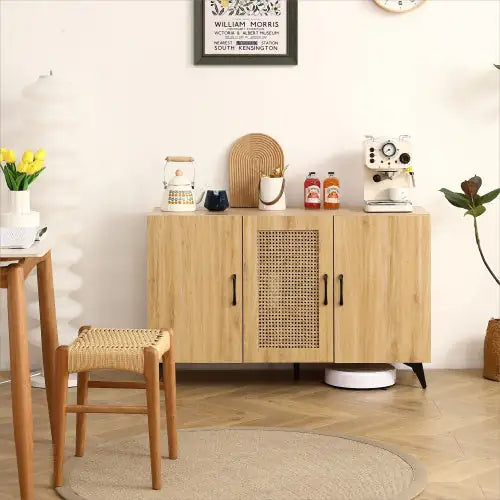 Natural Rattan Mesh Three-door Cabinet - Large