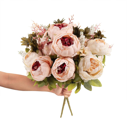 2 Bunches Artificial Peonies (Light Pink）