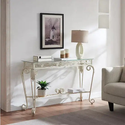 Modern Tempered Glass Metal Frame Table