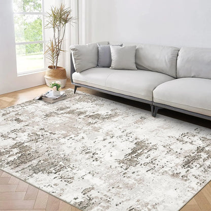 ROYHOME 4x6 Modern Abstract Rug Taupe/Beige