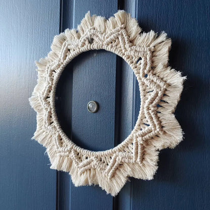 Bohemian Handwoven Wall Hanging Mirror for Home Decor