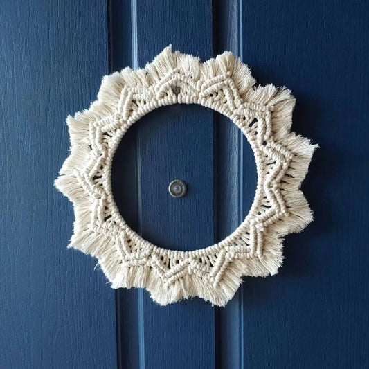 Bohemian Handwoven Wall Hanging Mirror for Home Decor