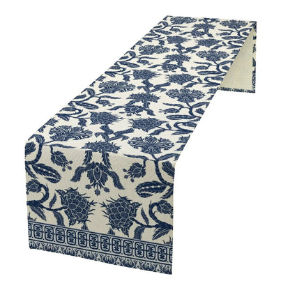 Chinoiserie Blue Table Runner 13x36inch