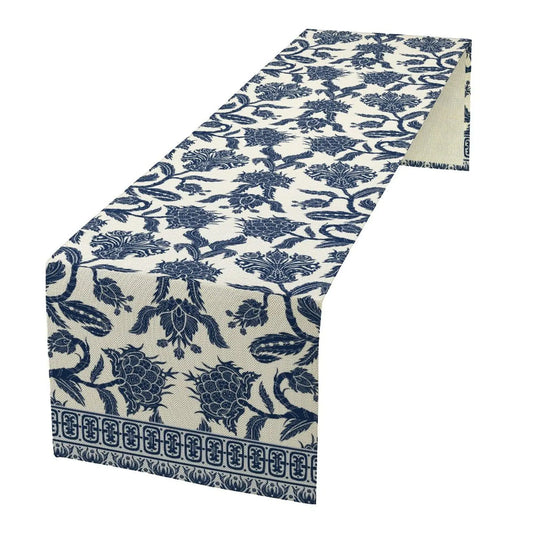Chinoiserie Blue Table Runner 13x36inch