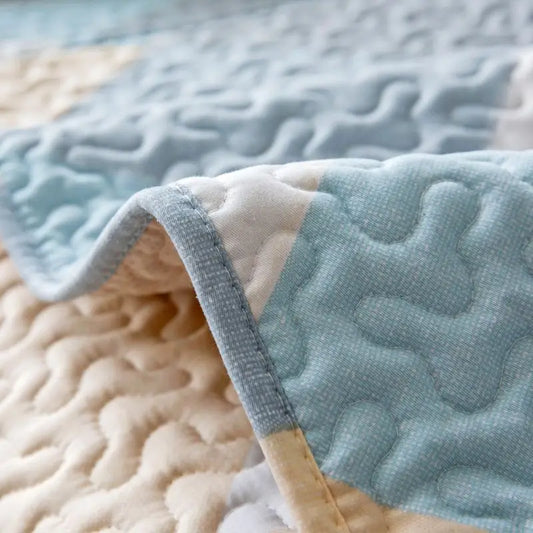 Geometric Blue Non-slip Sofa Cushion and Pillowcase