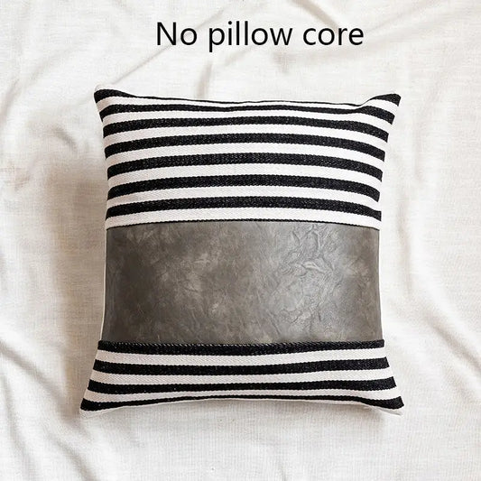 Stripe Imitation Leather Sofa Cushion Cover